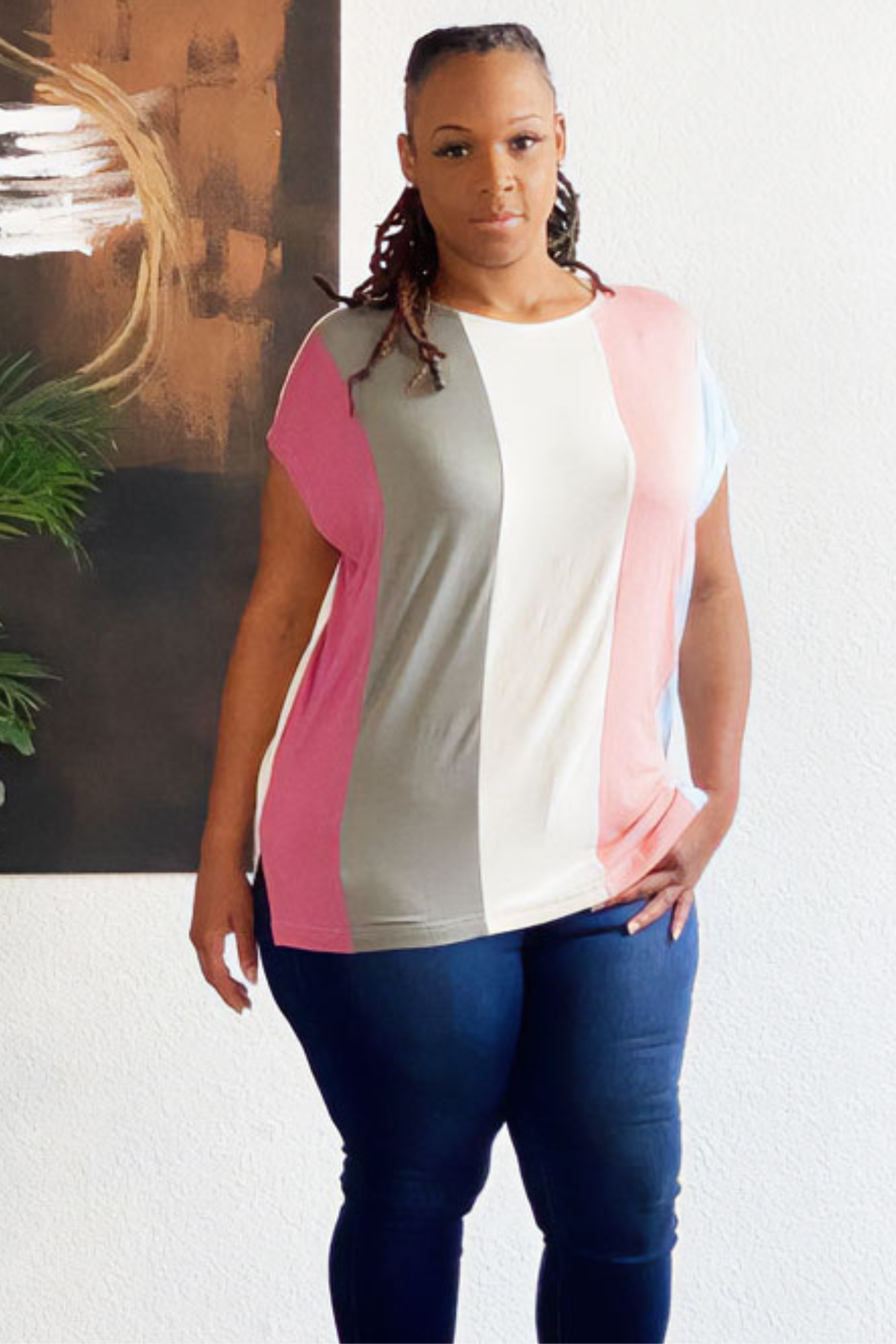 $10 DEAL - Katelin Wide Stripe Dolman Tee