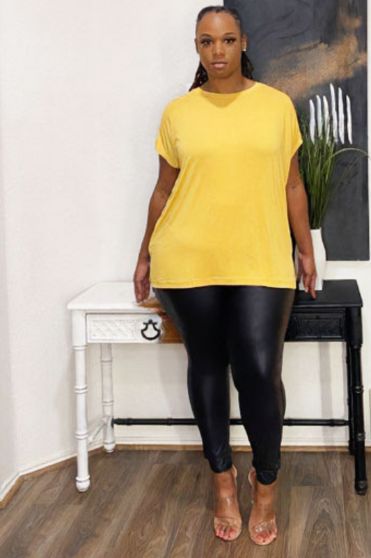 Kathy Basic Oversize Dolman Tee - Mustard