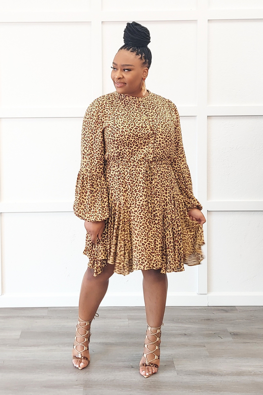 Marcie Animal Print Ballon Sleeve Dress (RESTOCK)