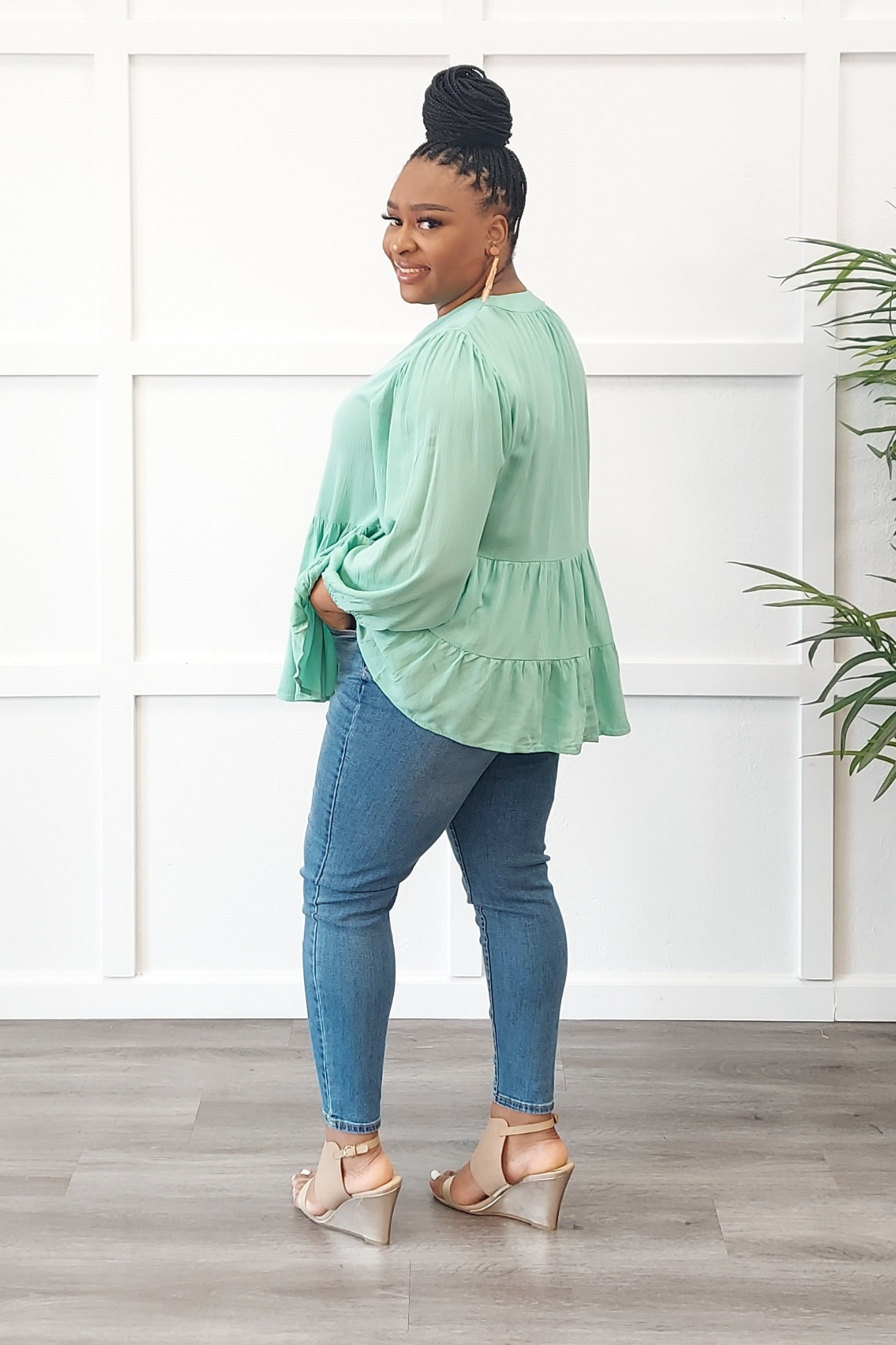 Lula Double Tier Ruffle Swing Blouse