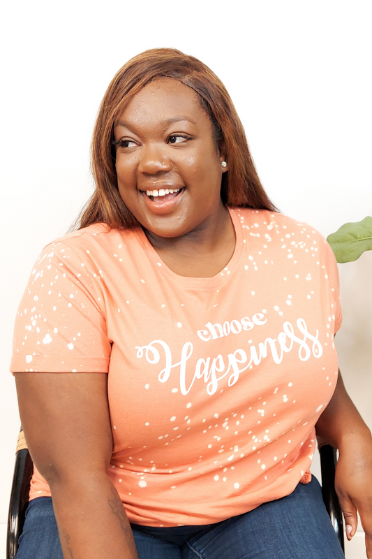 FINAL SALE - Brianna Choose Happiness Bleached Knot Tee